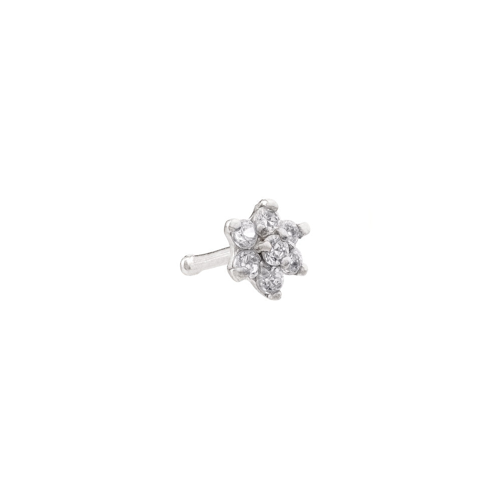 Tilum 14kt White Gold Flower NOSE BONE 20g - Painful Pleasures