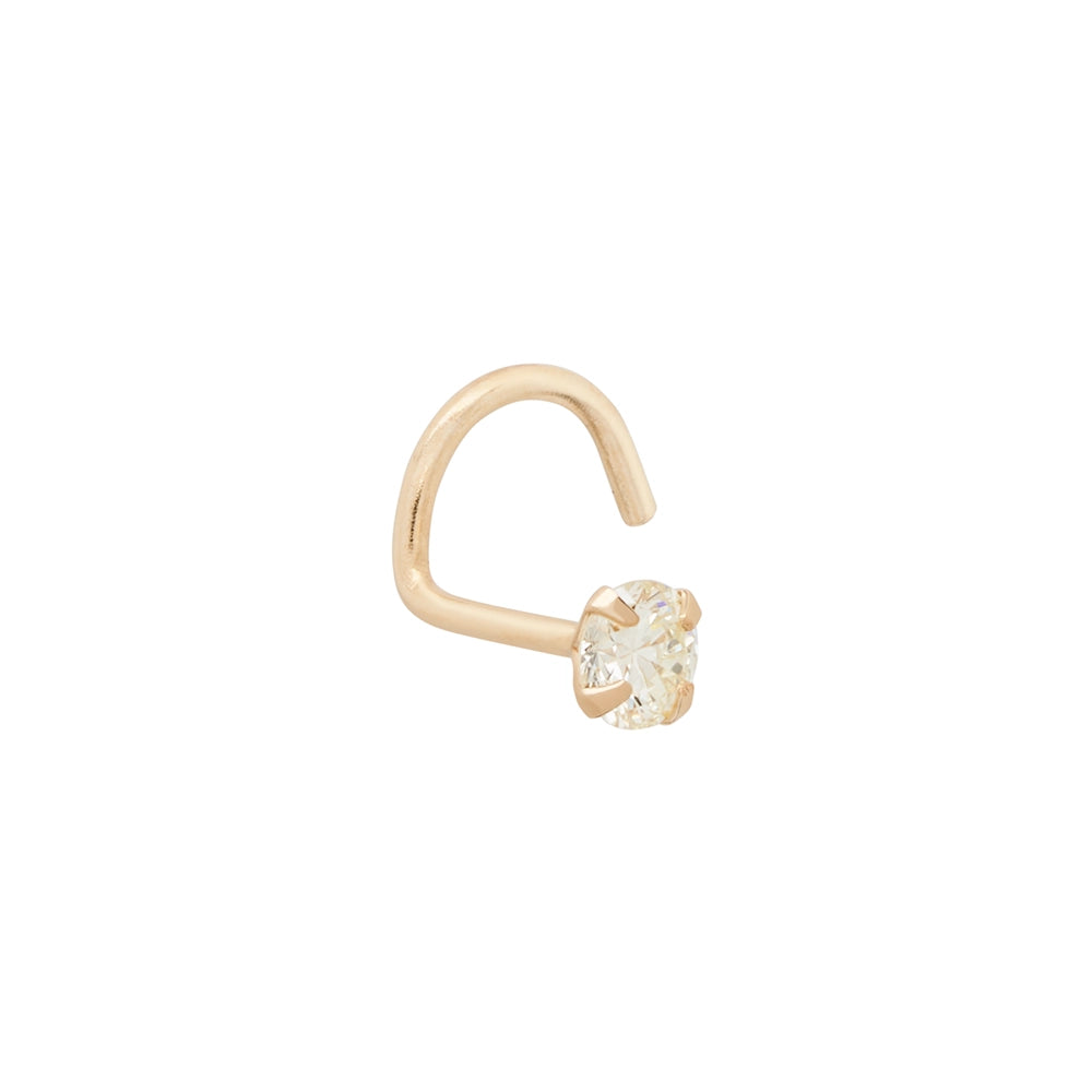 Tilum 20g 3mm Real (SI) Diamond Yellow Gold Nose Screw - Right Bend - Painful Pleasures