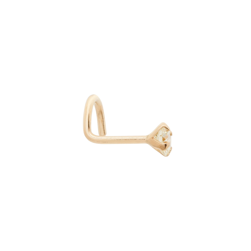 Tilum 20g 3mm Real (SI) Diamond Yellow Gold Nose Screw - Right Bend - Painful Pleasures