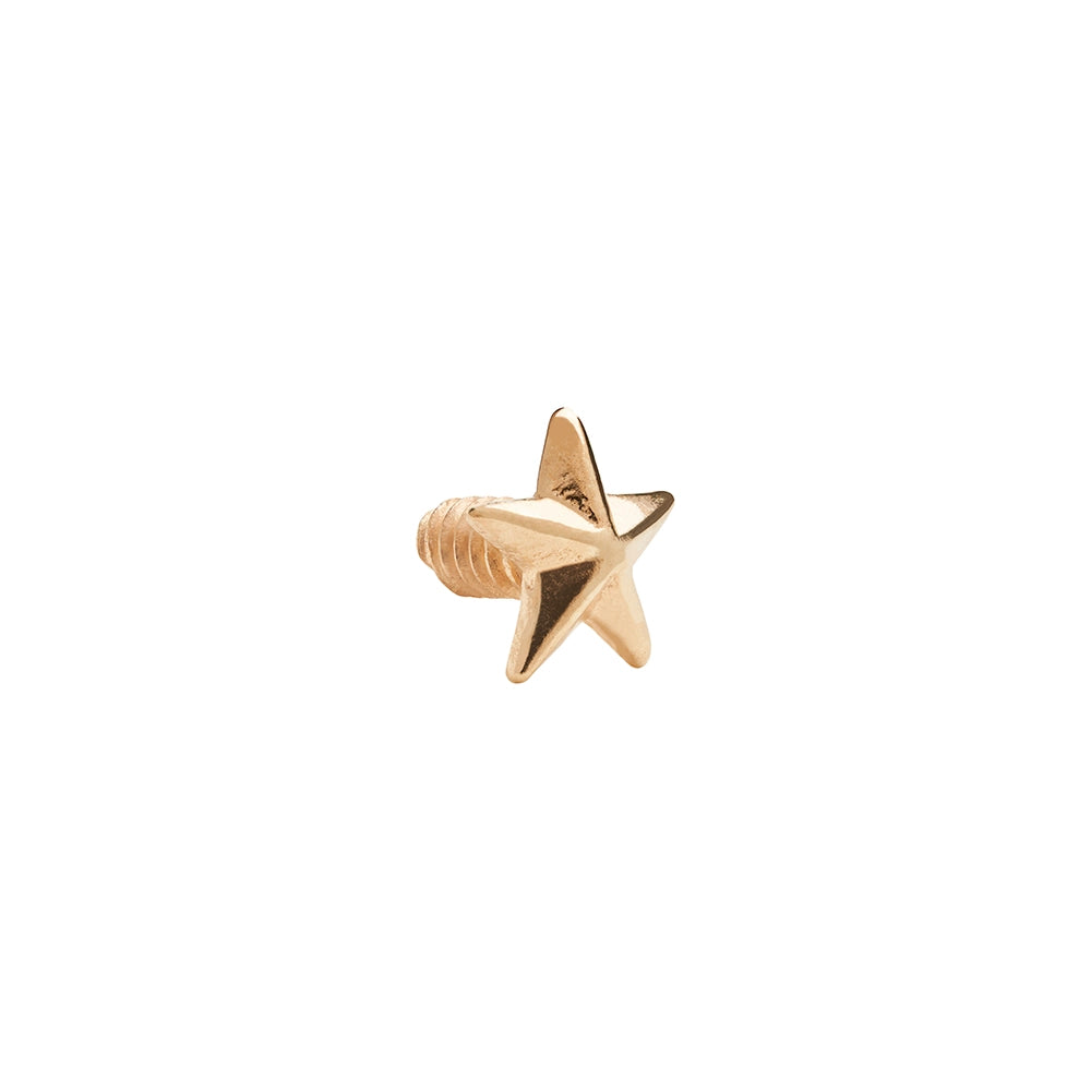 Tilum 14g Internally Threaded Replacement YELLOW GOLD 3D STAR - Price Per 1 - Painful Pleasures