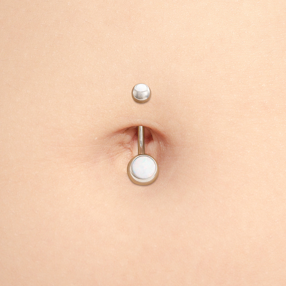 Tilum 14g 1/2" Internal  Double Opal Titanium Belly Button Ring - Painful Pleasures