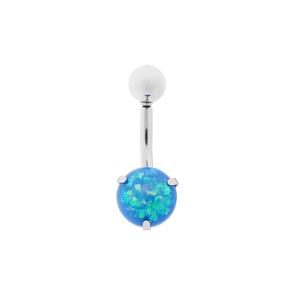Internally Threaded Stainless Steel Opal Navel - Painful Pleasures