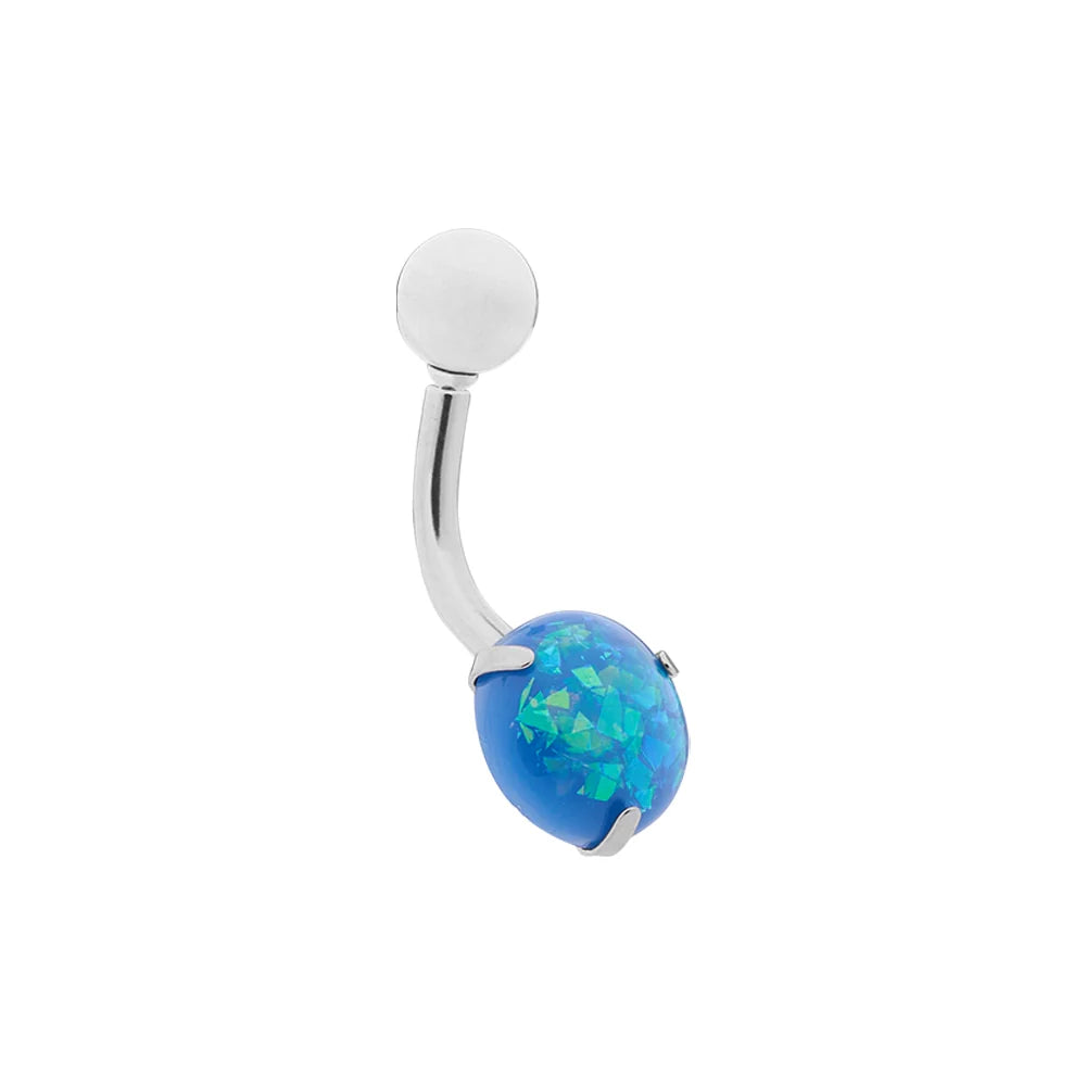 Internally Threaded Stainless Steel Opal Navel - Painful Pleasures