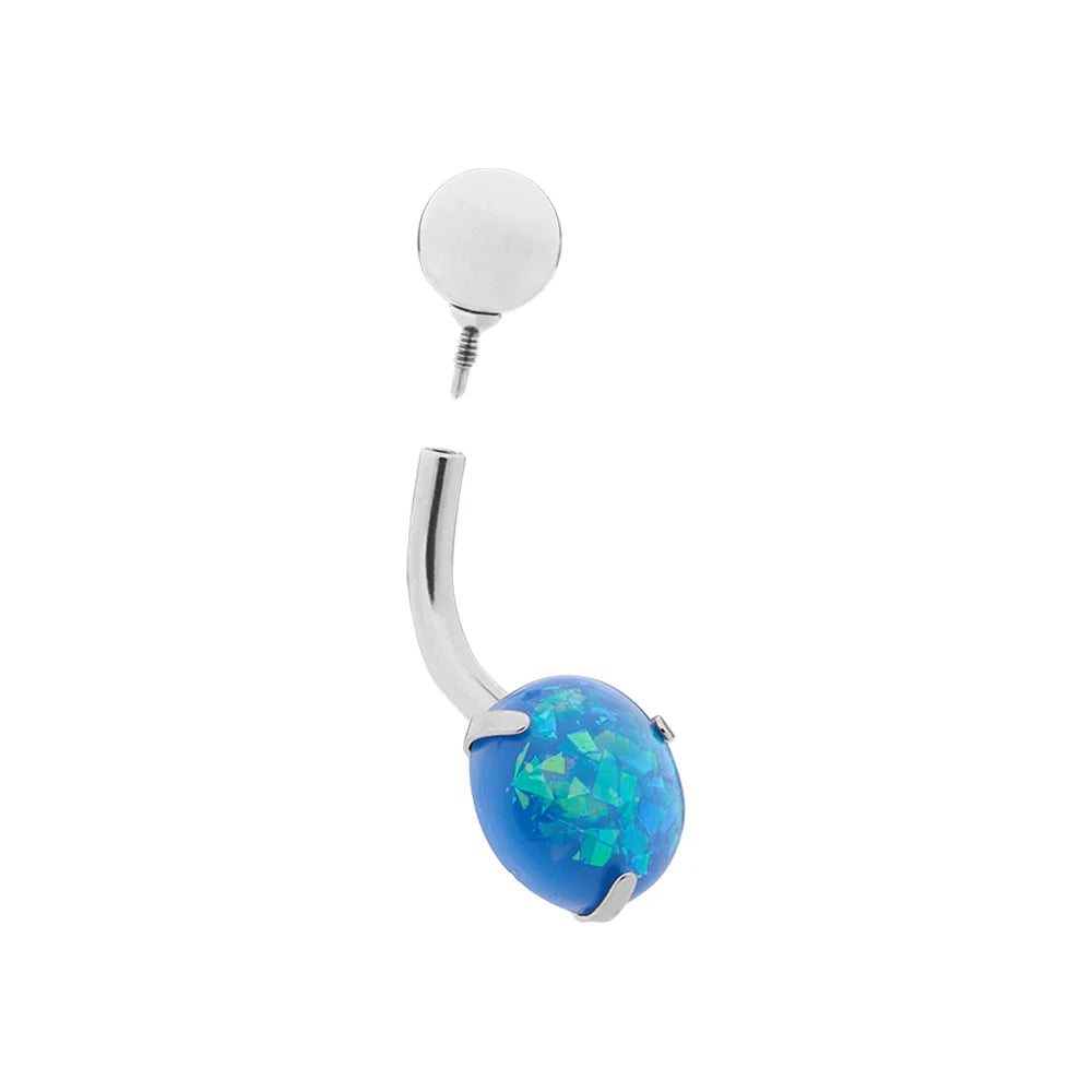 Internally Threaded Stainless Steel Opal Navel - Painful Pleasures