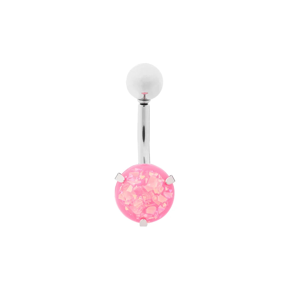Internally Threaded Stainless Steel Opal Navel - Painful Pleasures