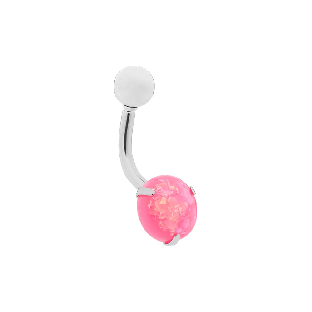Internally Threaded Stainless Steel Opal Navel - Painful Pleasures