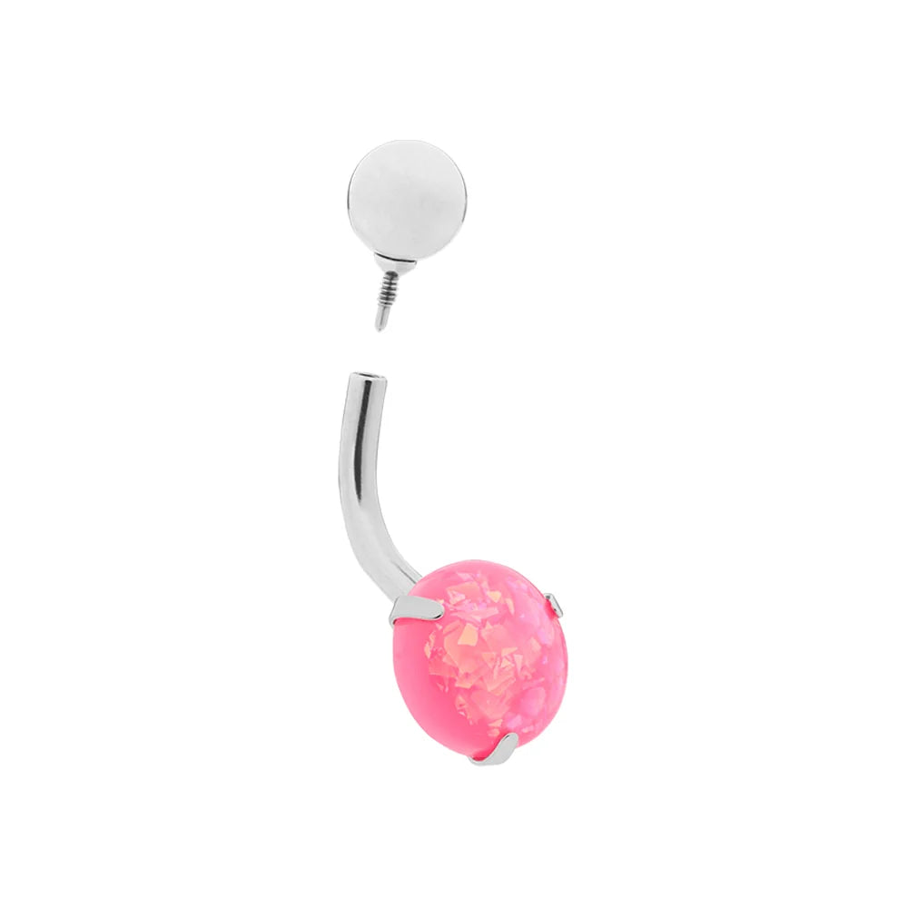 Internally Threaded Stainless Steel Opal Navel - Painful Pleasures