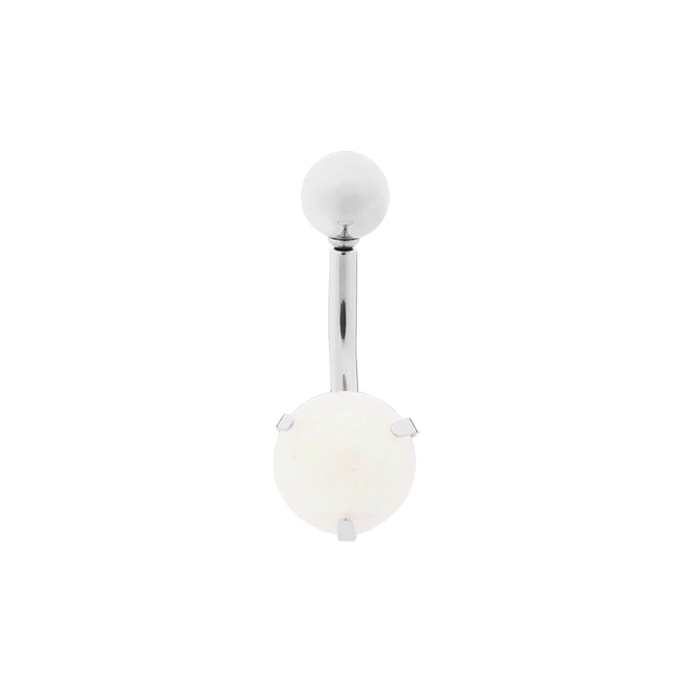 Internally Threaded Stainless Steel Opal Navel - Painful Pleasures