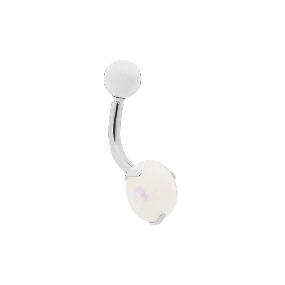 Internally Threaded Stainless Steel Opal Navel - Painful Pleasures