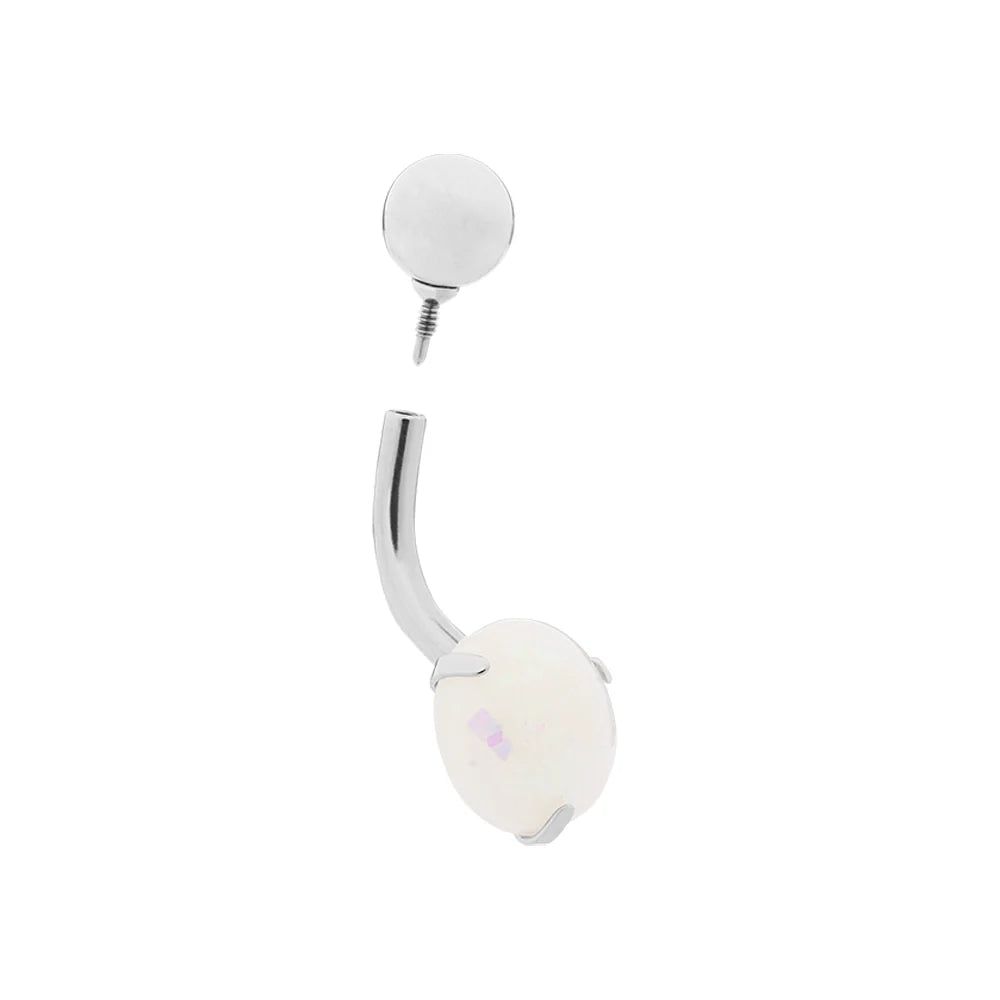 Internally Threaded Stainless Steel Opal Navel - Painful Pleasures