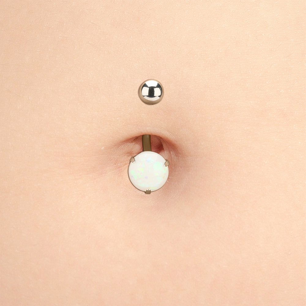 Tilum 14g 3/8” Synthetic Opal Stainless Steel Belly Button Ring - Painful Pleasures