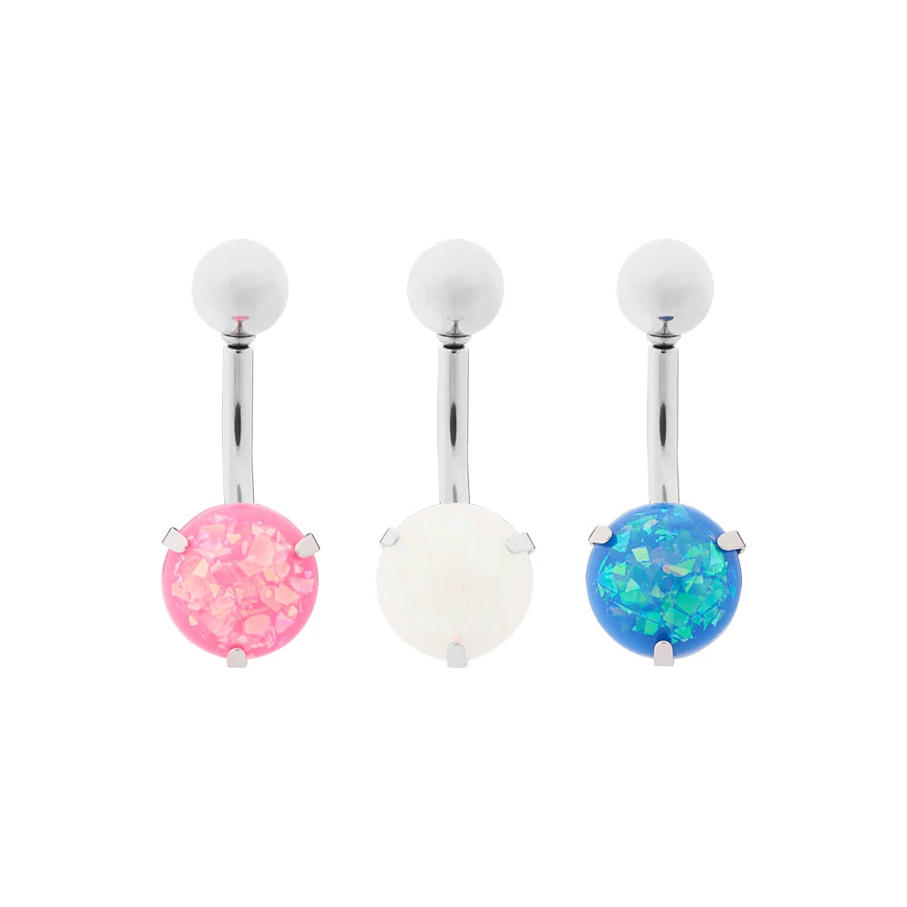 Internally Threaded Stainless Steel Opal Navel - Painful Pleasures