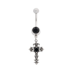 Tilum 14g 3/8” Y2K Cross Dangle Stainless Steel Belly Button Ring