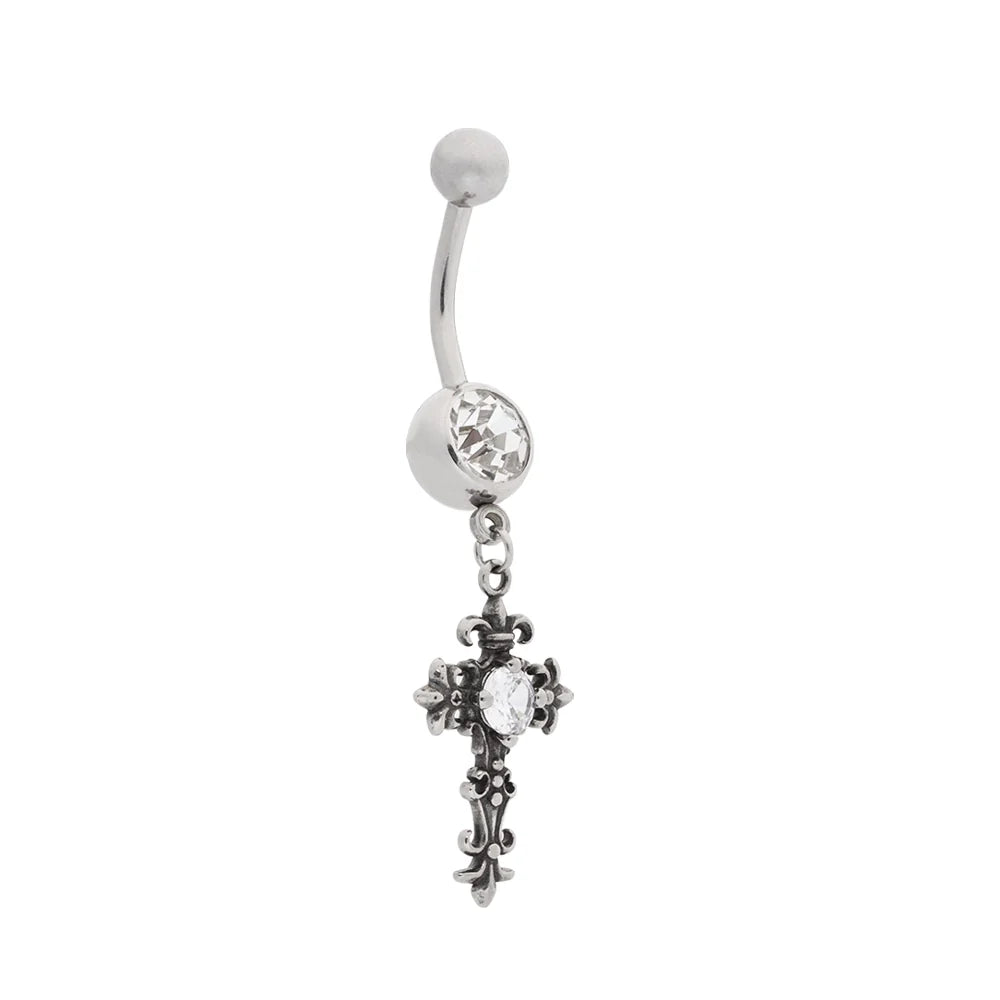 Y2K Cross Dangle Navel - Painful Pleasures