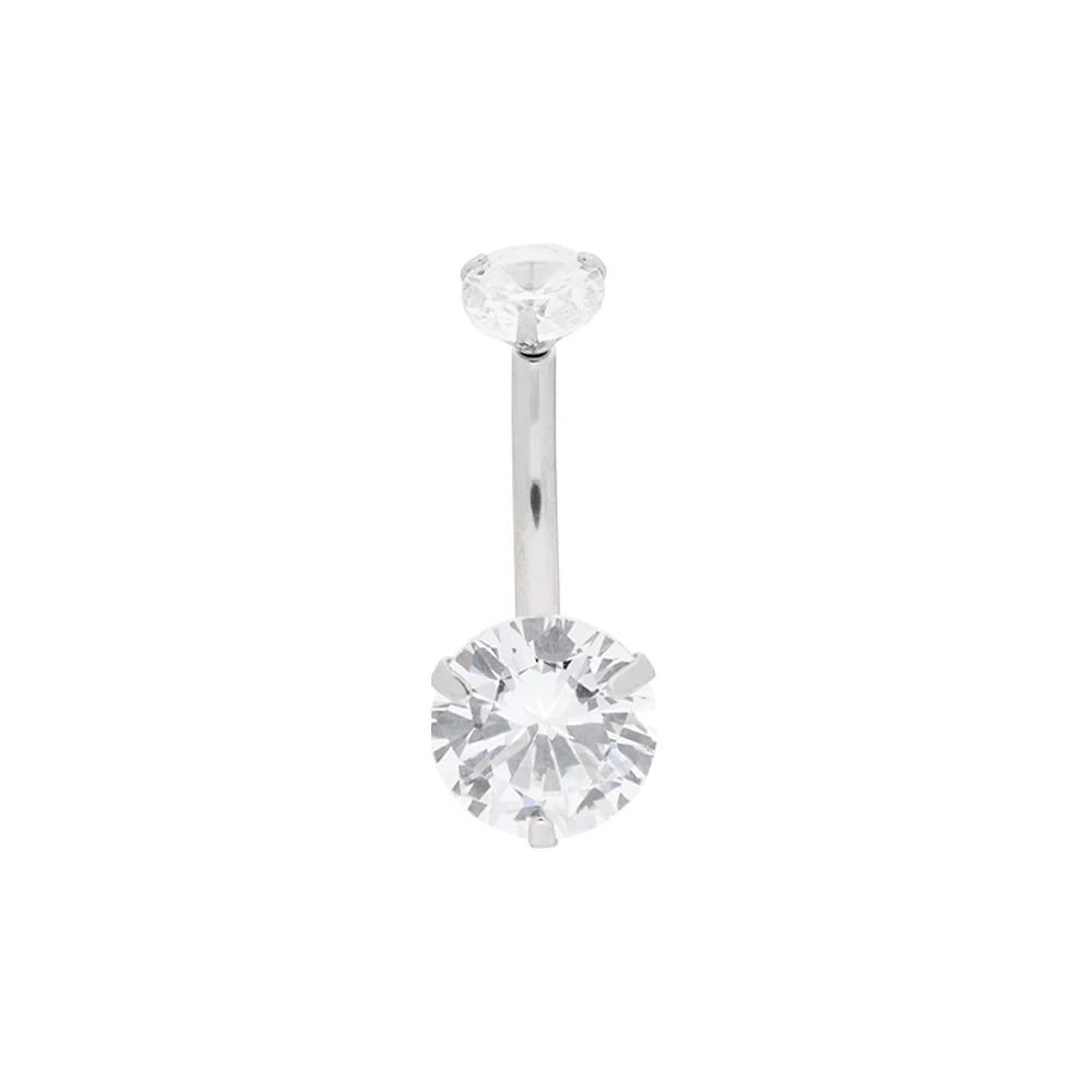 Large Double Gem Prong Navel - Painful Pleasures