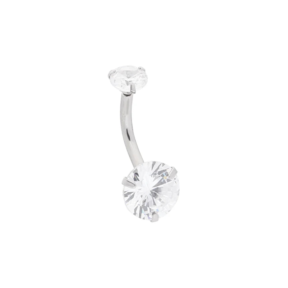 Large Double Gem Prong Navel - Painful Pleasures