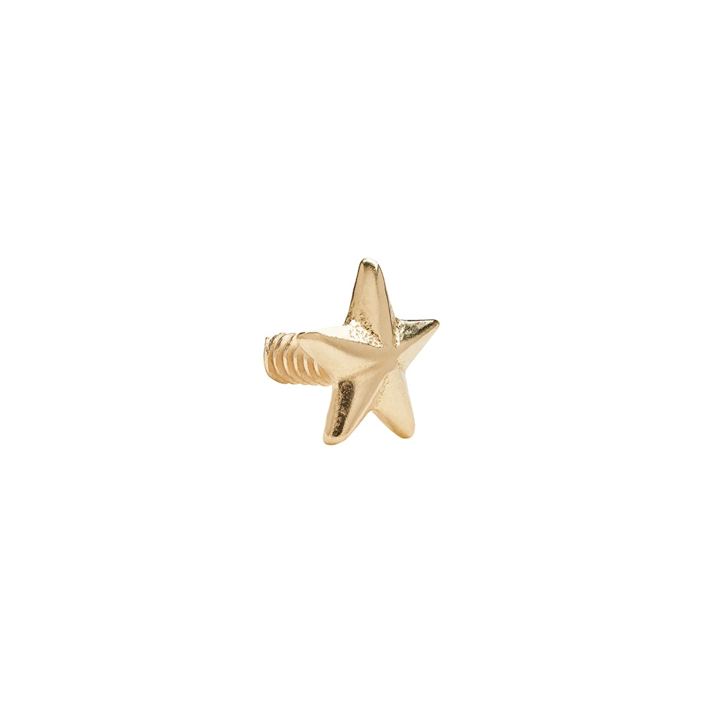 Tilum 18g-16g Internally Threaded Replacement YELLOW GOLD 3D STAR - Price Per 1 - Painful Pleasures