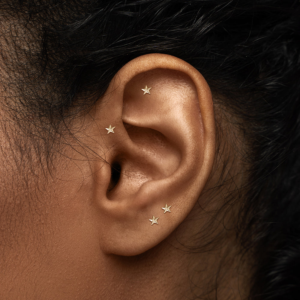 Tilum 18g-16g Internally Threaded Replacement YELLOW GOLD 3D STAR - Price Per 1 - Painful Pleasures