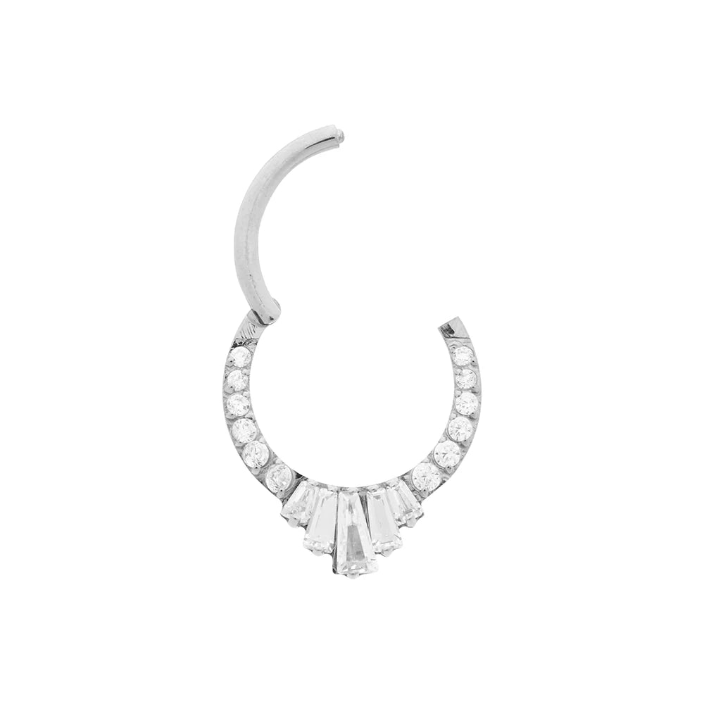 Titanium Baguette Gem Stepped Clicker - Painful Pleasures