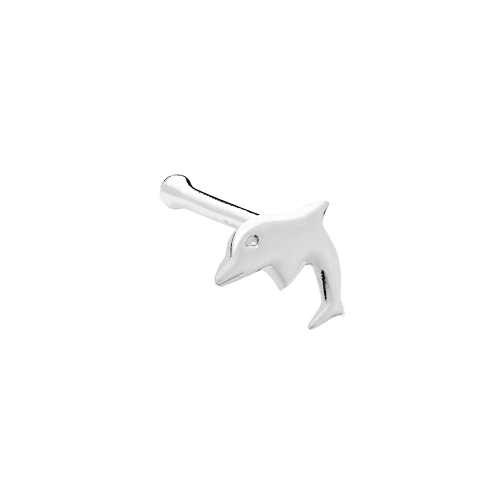 Tilum 14kt White Gold Dolphin Nose Bone 20g - Painful Pleasures