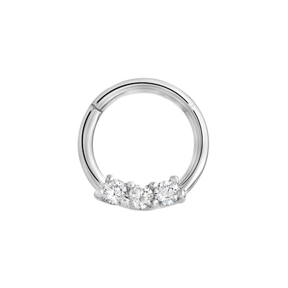 16g Septum Clicker with Three Crystals — Price Per 1 - Painful Pleasures