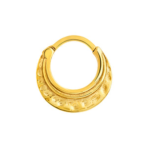 16g PVD Gold Hammered Steel Septum Clicker - Painful Pleasures