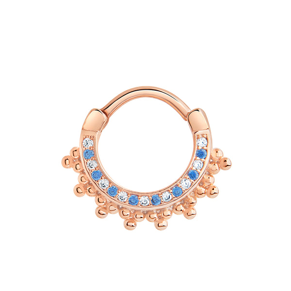 PVD Rose Aqua Jeweled Majesty Septum Clicker Gold | 16g | Stainless Steel PVD Rose Aqua Jeweled Majesty Septum Clicker Gold | 16g | Stainless Steel