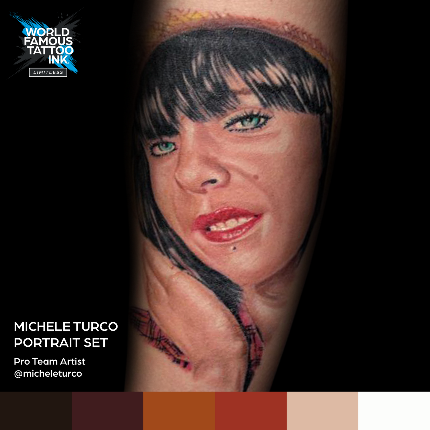 6 Color Michele Turco Portrait Set — World Famous Tattoo Ink — 1oz - Painful Pleasures