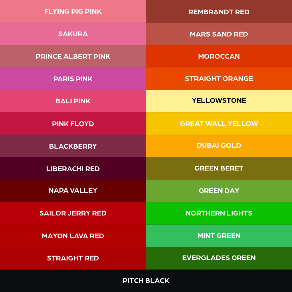 50 color Set — World Famous — 1oz - Painful Pleasures