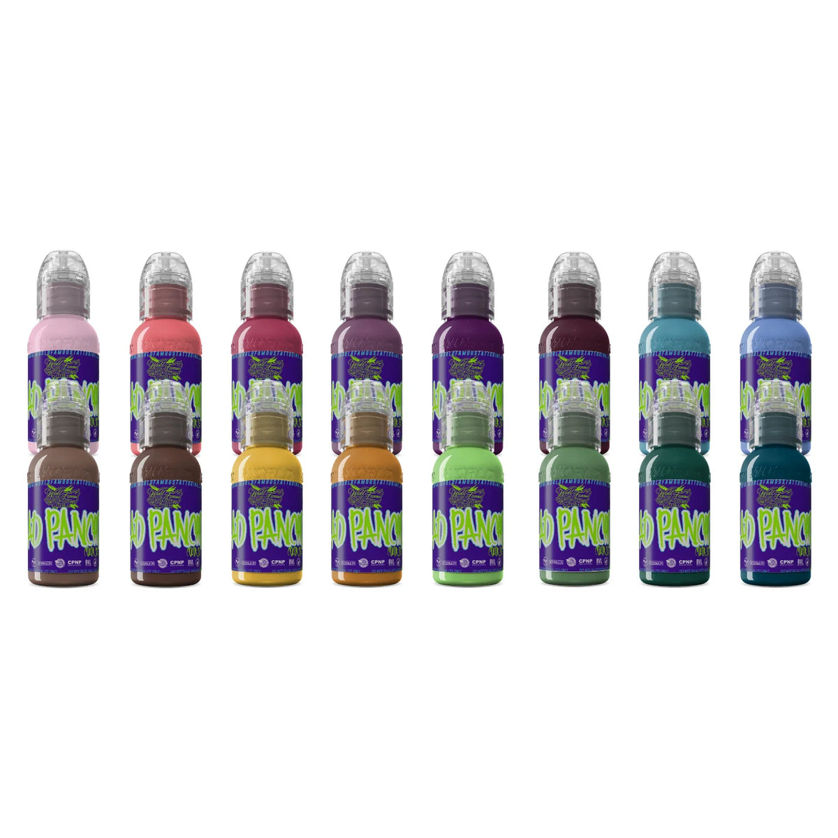 16 Color A.D. Pancho Set — World Famous Tattoo Ink — 1oz - Painful Pleasures