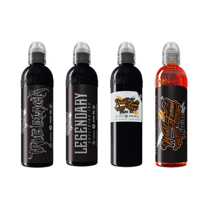 Andres Jaramillo 4 Bottle Latin Black Scale Set — World Famous Tattoo Ink — 4oz - Painful Pleasures