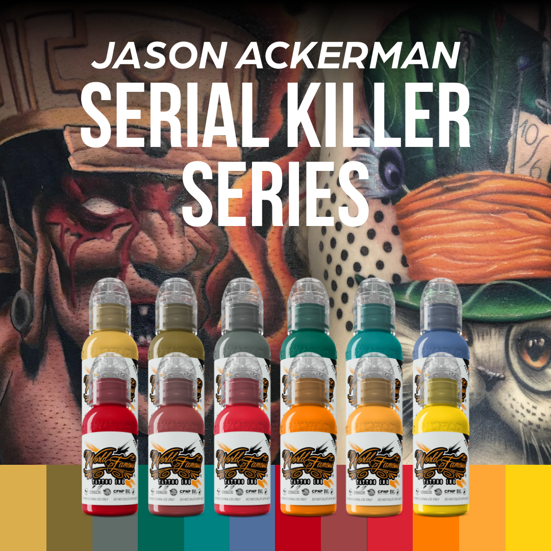 12 Color Jason Ackerman Serial Killer Set — World Famous Tattoo Ink — 1oz