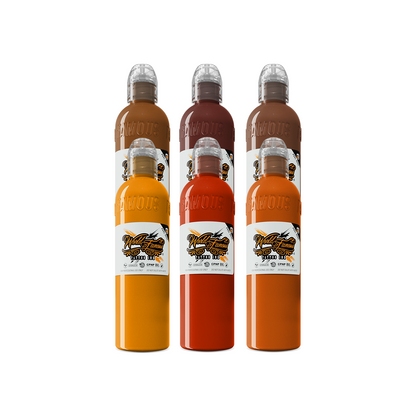 6 bottle Mak's Bricktone Set — World Famous Tattoo Ink — Pick Size