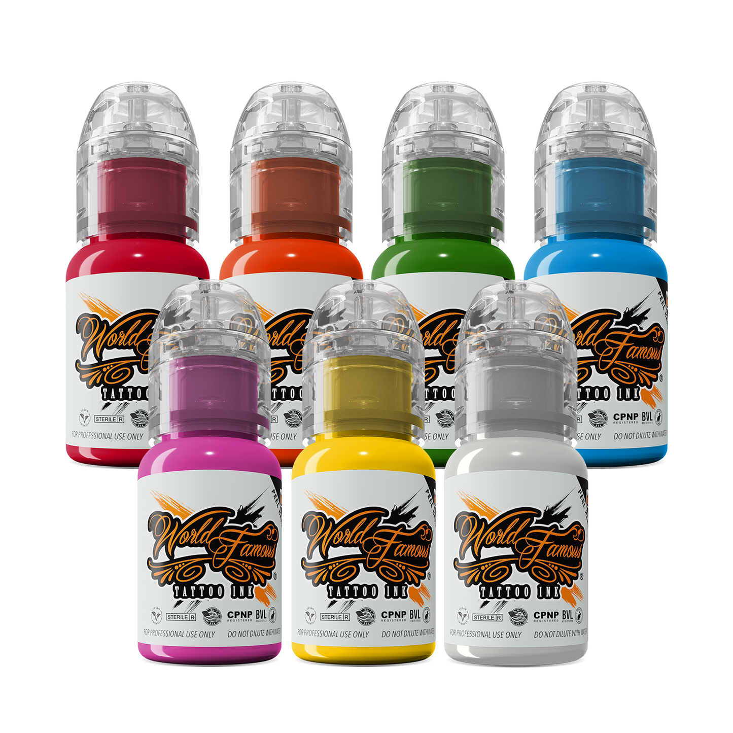 7Color Simple Set — World Famous Tattoo Ink — 1/2oz