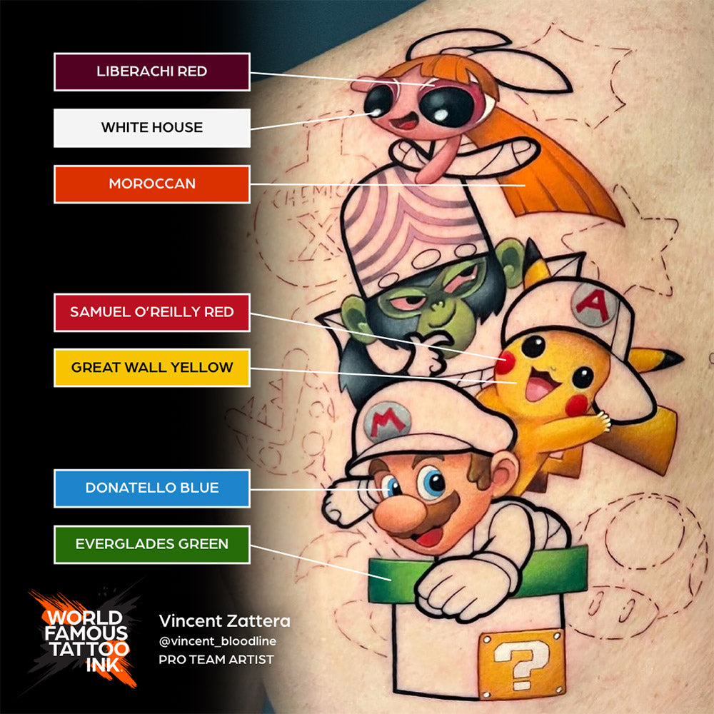 7 Color Simple Set — World Famous Tattoo Ink — 1/2oz