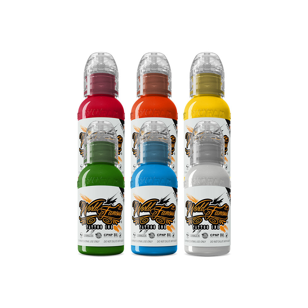 6 Color Simple Set — World Famous Tattoo Ink — 1oz