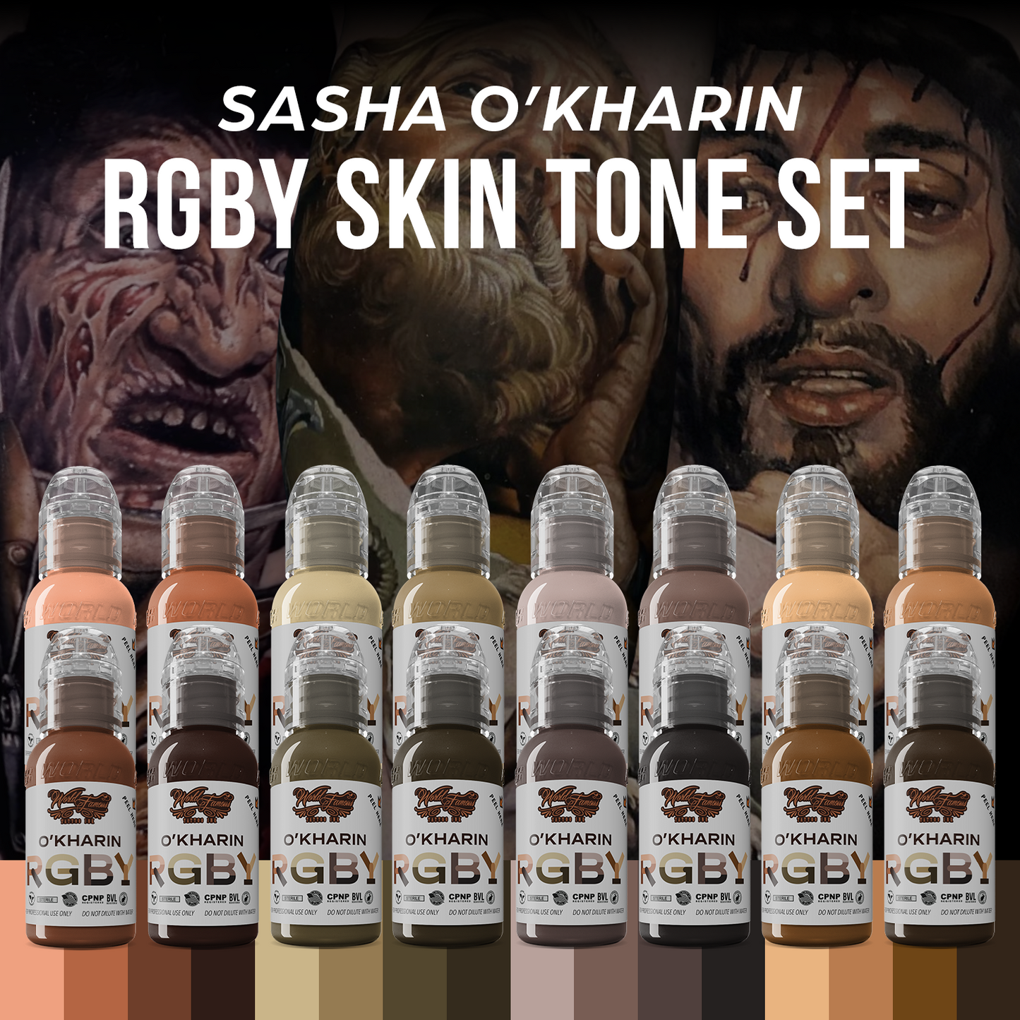 Sasha O’Kharin RGBY Skin Tone Set of 16 Colors — World Famous — 1oz