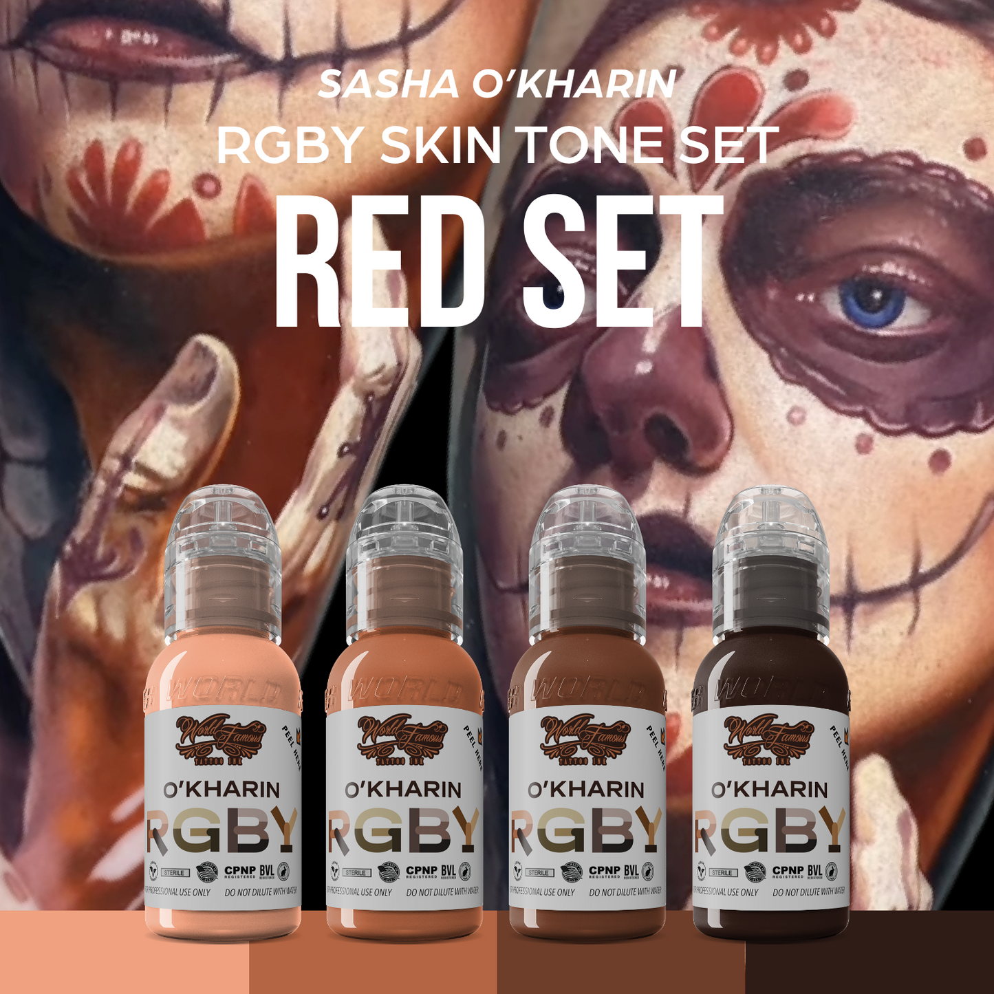 Sasha O’Kharin RGBY Skin Tone Red Mini Set of 4 Colors — World Famous — 1oz