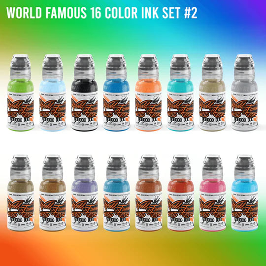World Famous Tattoo Ink - 12 Primary Color Tattoo Kit #2 - Professional Tattoo Ink in Color Assortment of Tattoo Ink - Skin-Safe Permanent Tattooing