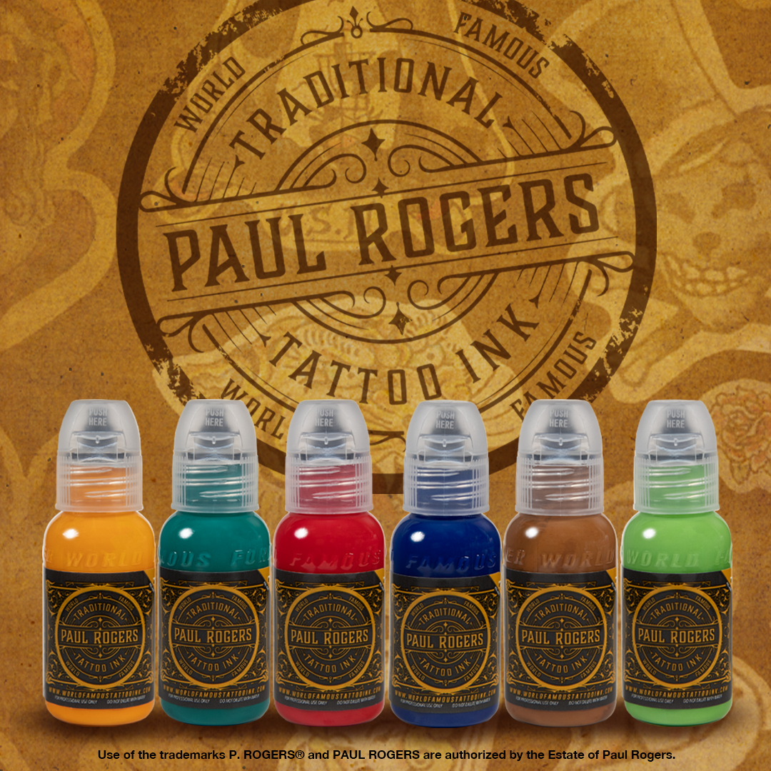 Paul Rogers 6 Bottle Tattoo Ink Set — World Famous Tattoo Ink — 1oz