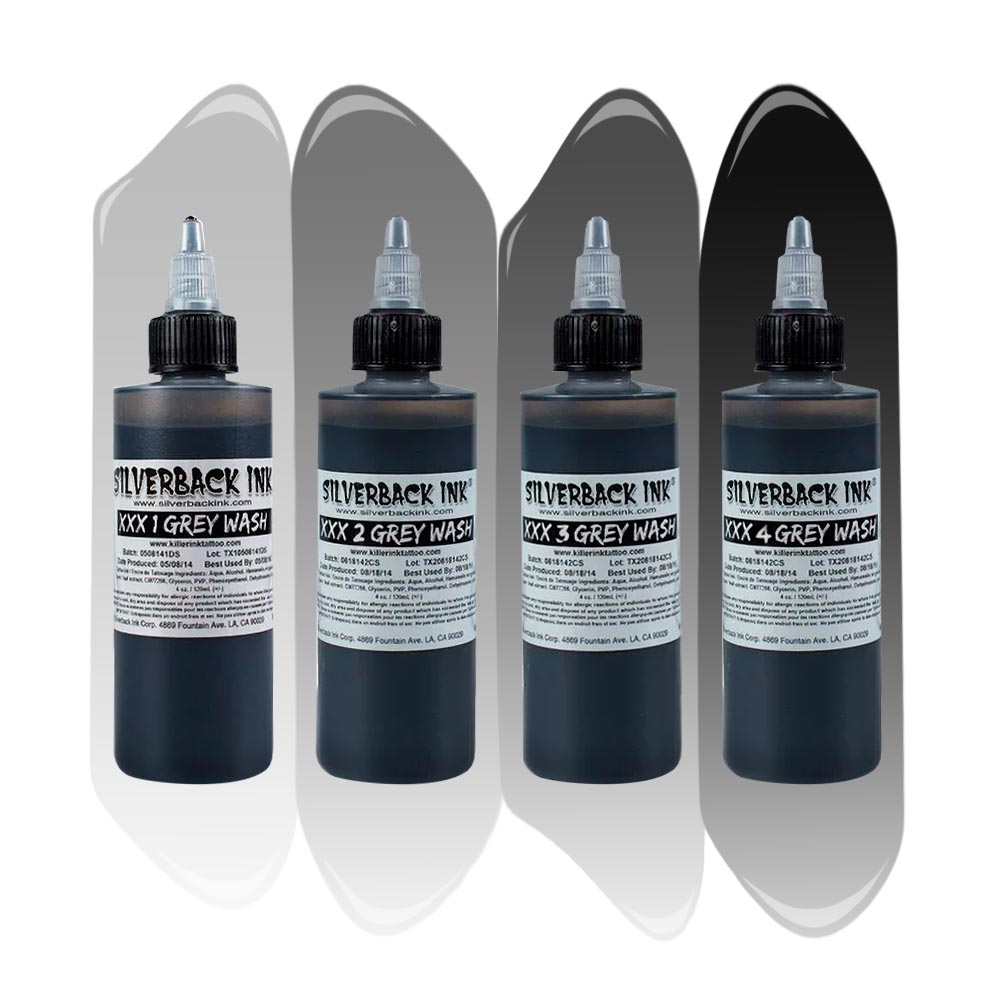 XXX Grey Wash Series – Silverback Ink – 4oz Bottle Set
