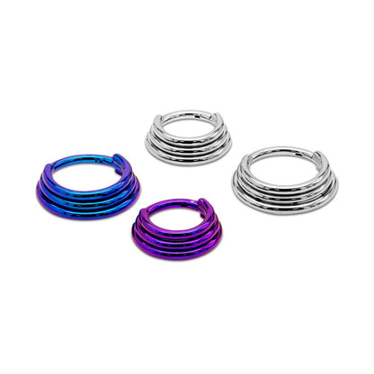 Tilum 16g Titanium Triple Stacked Clicker Ring - Price Per 1 - Painful Pleasures