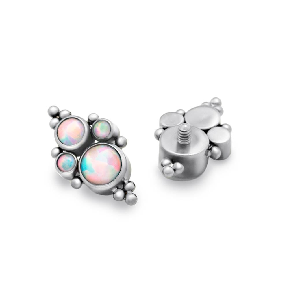 Tilum 14g-12g Internally Threaded Quad-Cluster Opal Titanium Top - Pick Color - Price Per 1