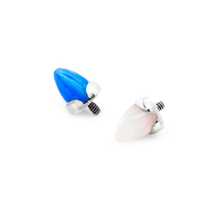 18g–16g Internally Threaded Titanium Opal Cone Top — Pick Size — Price Per 1 - Painful Pleasures