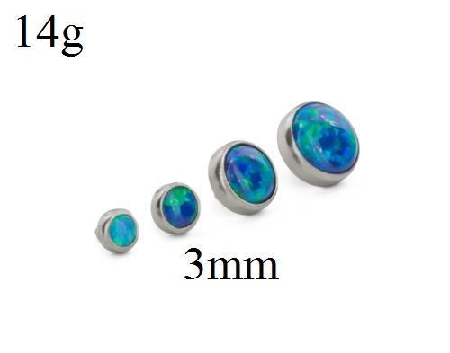 Tilum 14g - 12g Internally Threaded Titanium 3mm Flat Opal Top - Price Per 1