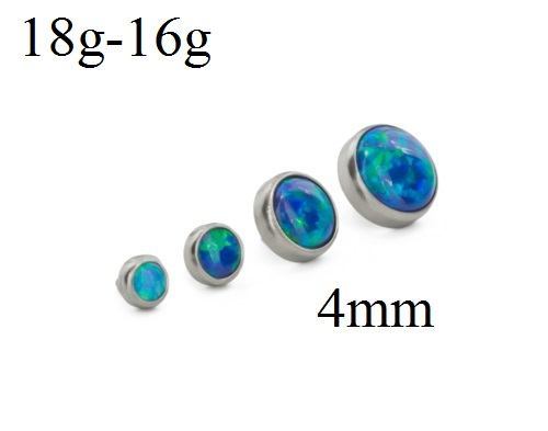 Tilum 18g - 16g Internally Threaded Titanium Anodized Flat Opal Top - Price Per 1