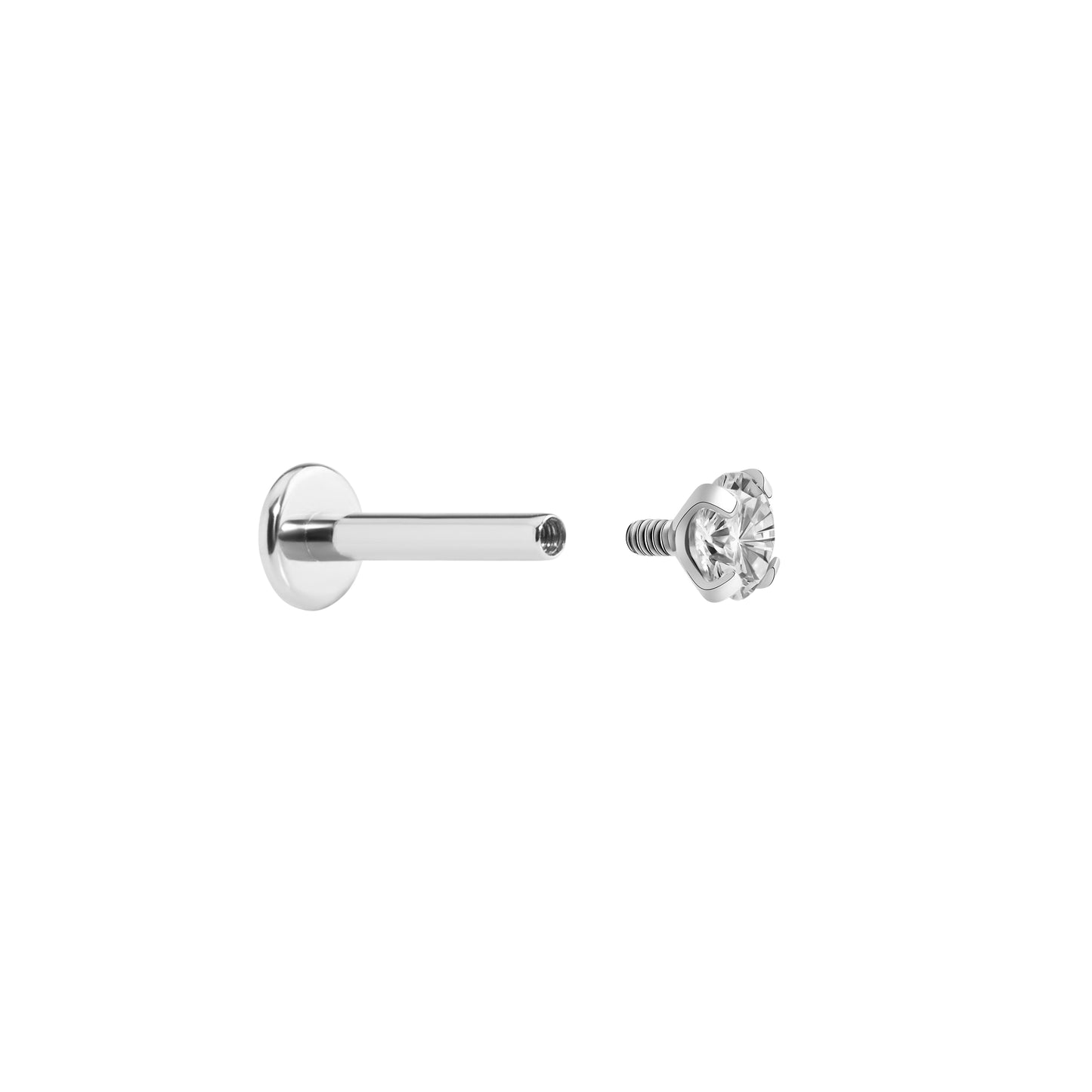 14g – 12g Internally Threaded Crystal or Black Prong-Set Round Jewel Top – Price Per 1