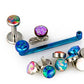 Tilum 14g - 12g Internally Threaded Titanium 4mm Flat Opal Top - Price Per 1