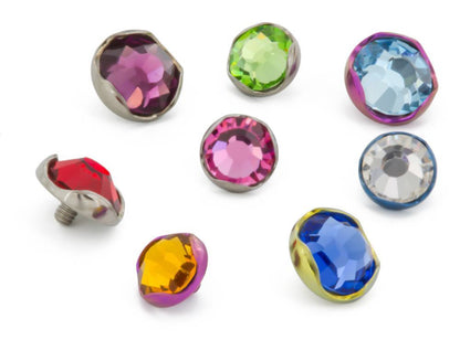 Tilum 14g - 12g Internally Threaded Titanium 5.4mm Jeweled Prong-Set Top - Price Per 1 - Painful Pleasures