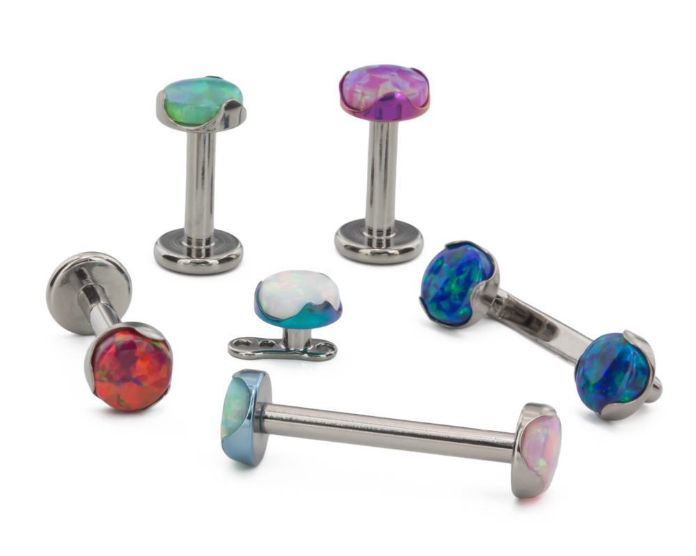 Tilum 14g-12g Titanium 4mm Opal Prong-Set Top - Price Per 1